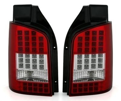 VW T5 (výklopné zadné dvere) - LED zadné číre lampy RED / CLEAR
