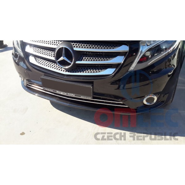 Mercedes Benz Vito W447 2014+ skriňová dodávka + Mixto - NEREZ chrom lišty predného nárazníka