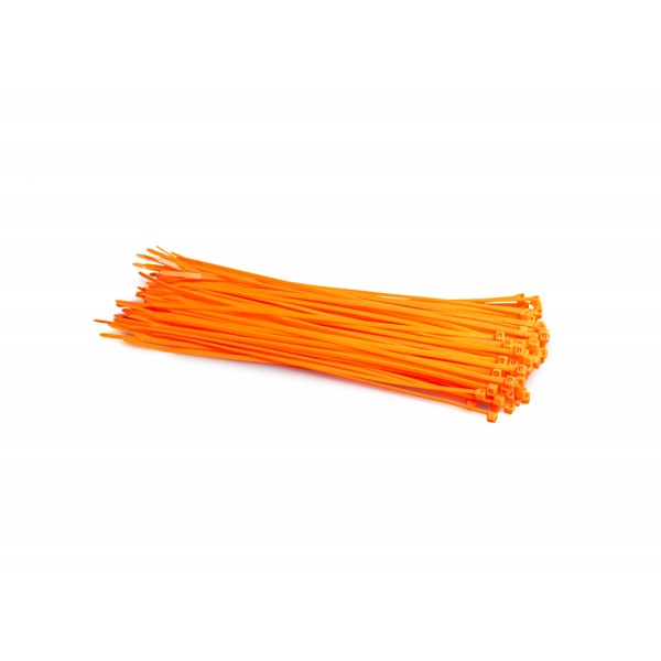 Farebné PVC sťahovacie pásky balenie 100 ks, farba oranžová, rozmer 300 x 3,6 mm