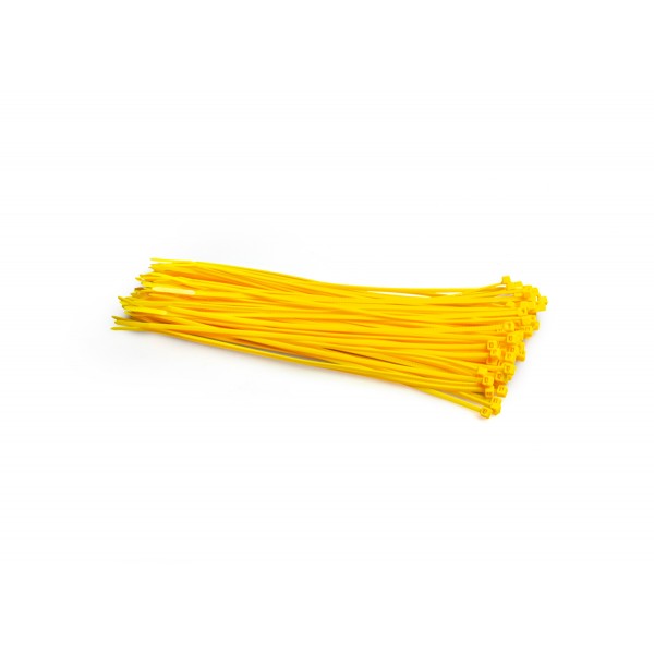 Farebné PVC sťahovacie pásky balenie 100 ks, farba žltá, rozmer 200 x 2,5 mm