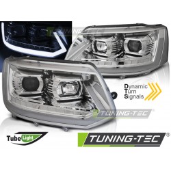 VW T5 10-15 - predné chrom svetlá TUBE LIGHT s dynamickým blinkerom T6 LOOK