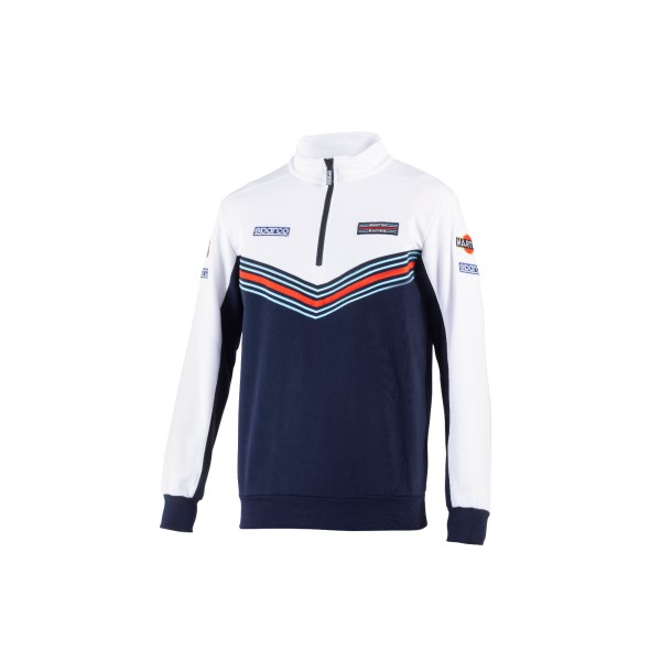 Sparco mikina s polovičným zipsom, edice Martini Racing, farba modro-biela