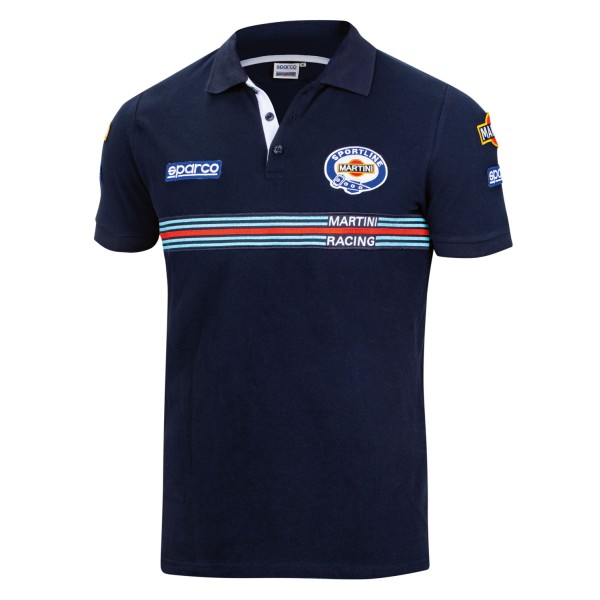 Sparco polokošeľa s pruhem Martini Racing, farba: tmavomodrá