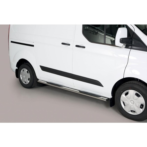 oválne bočné nášľapy Misutonida so stúpadlami pre Ford Transit Custom / Trail L1 - rozvor: 2933mm, od r.v. 2013-> / 2018-> / 2021-> , nerezové, 95x60mm