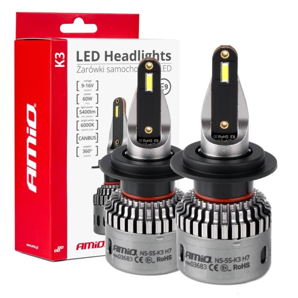 LED žiarovky hlavného svietenia K3 H7 12V 6000K canbus