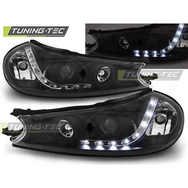 FORD MONDEO 96-00 - predné čierna svetlá s LED svietením