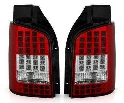 VW T5 (výklopné zadné dvere) - LED zadné číre lampy RED / CLEAR