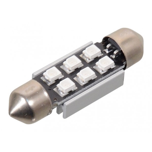 LED žiarovka 6 SMD LED 12V SUF. SV8.5 38mm s rezistorom CAN-BUS modrá