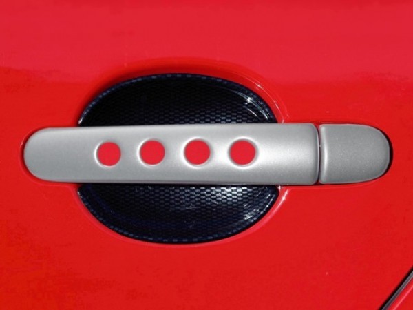 Škoda Fabia II - Kryty kľučiek dierované - ABS strieborný (4 ks veľký diel)