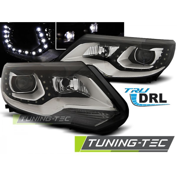 VW TIGUAN 11-15 - predné čierna svetlá s LED denným svietením