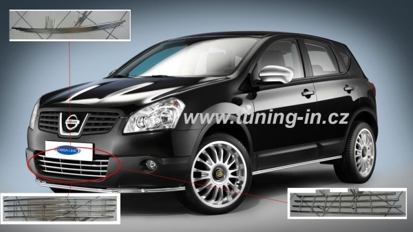 Nissan Qashgai - nerez chrom mriežka nárazníku - OMSA LINE