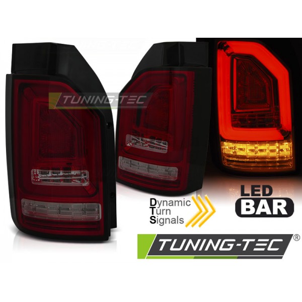 VW T6 2015- - zadné LED svetlá červeno dymová LED BAR s dynamickým blinkerom