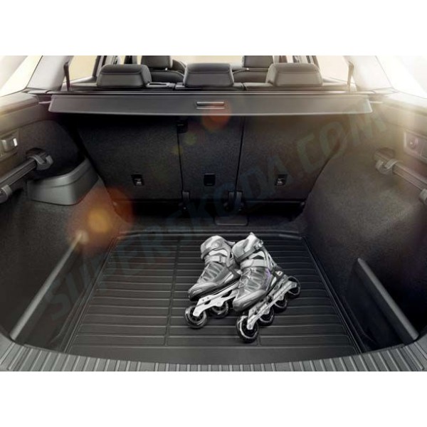 Škoda KodiaQ - textil / guma vaňa do kufra pre dvojitú podlahu s dojazdovým kolem