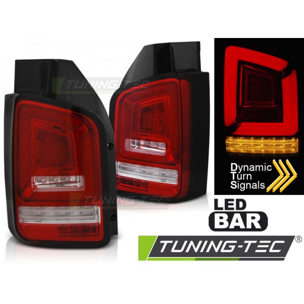 VW T5 03-09 - zadné LED svetlá červeno biela LED BAR s dynamickým blinkerom