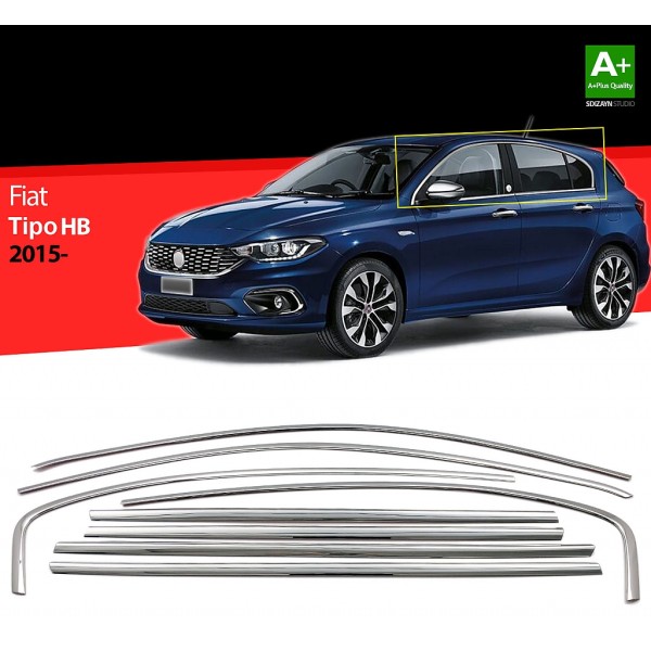 Nerez lišty okolo okien dverí Fiat Tipo Hatchback