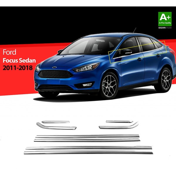 Nerez lišty spodnej hrany okien dverí Ford Focus III Sedan