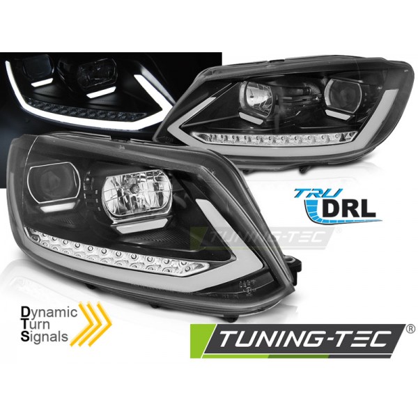 VW TOURAN 10-15 - predné čierna svetlá s LED denným svietením a dynamickým blinkerom