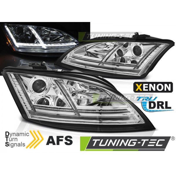 AUDI TT 06-10 8J - predné chrom svetlá s LED denným svietením a dynamickým blinkerom pre xenon AFS