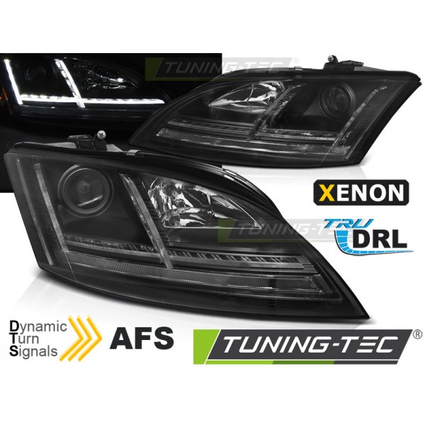 AUDI TT 06-10 8J - predné čierne svetlá s LED denným svietením a dynamickým blinkerom pre xenon AFS
