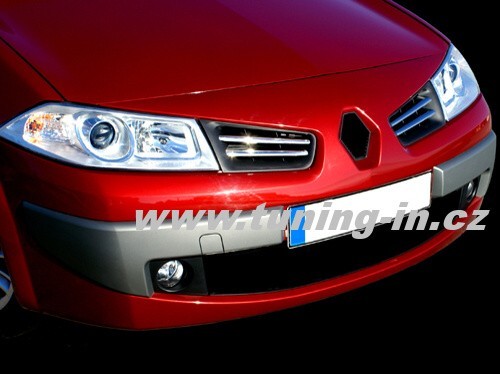 Renault Megane II 07-09 - nerez chrom lišty prednej masky - OMSA LINE