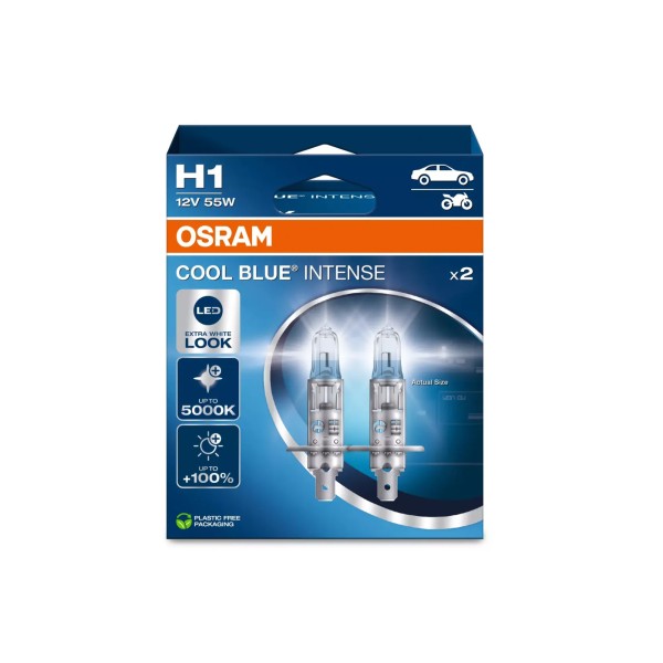 OSRAM COOL BLUE INTENSE NEXT GENERATION autožiarovky H1 - bílé světlo 5000 K, 2 ks v balení