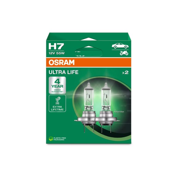 OSRAM ULTRA LIFE autožiarovky H7 - až 4x dlhšia životnosť, 2 ks v balení