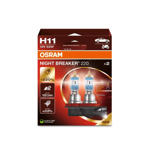 OSRAM NIGHT BREAKER 220 autožiarovky H11 - o 220% viac svetla, 2 ks vbalenie