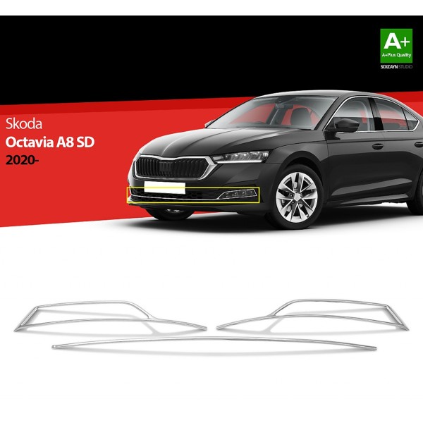 Nerez dekoračná lišta nárazníka a rámčeky hmlovky Škoda Octavia IV