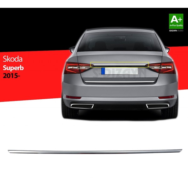 Nerez dekoračná lišta nad ŠPZ Škoda Superb III