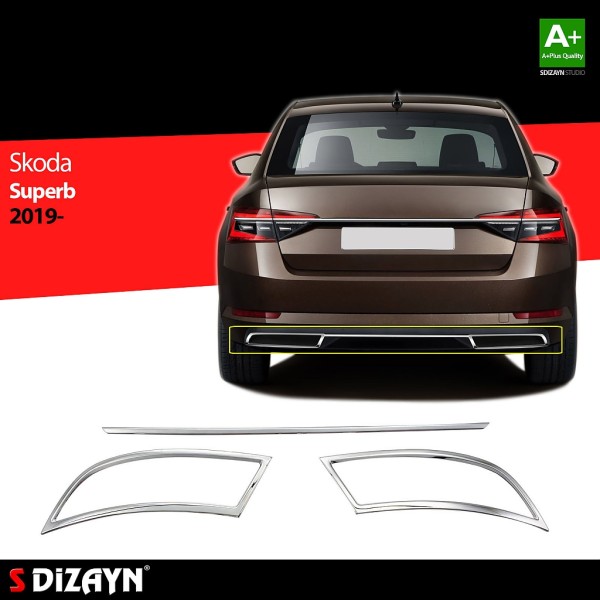 Nerez rámčeky koncoviek výfuku so stredovou lištou Škoda Superb III FL