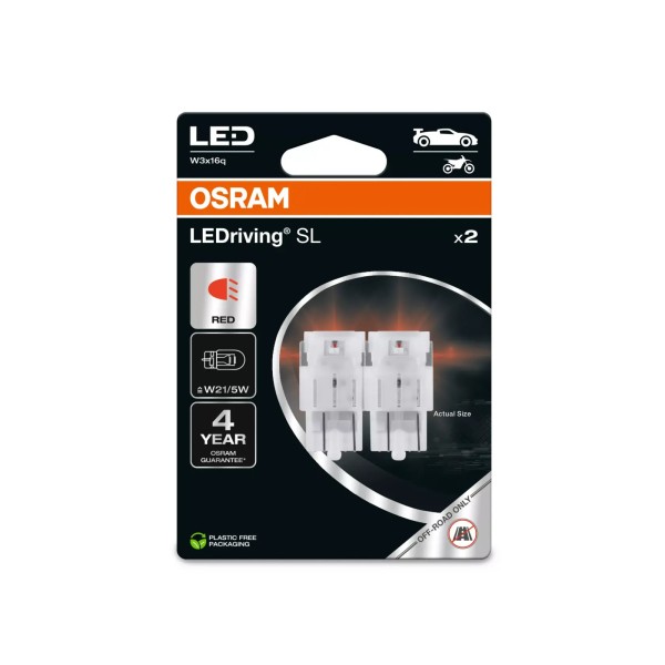 OSRAM LED autožiarovky LEDriving SL W21/5W, červená
