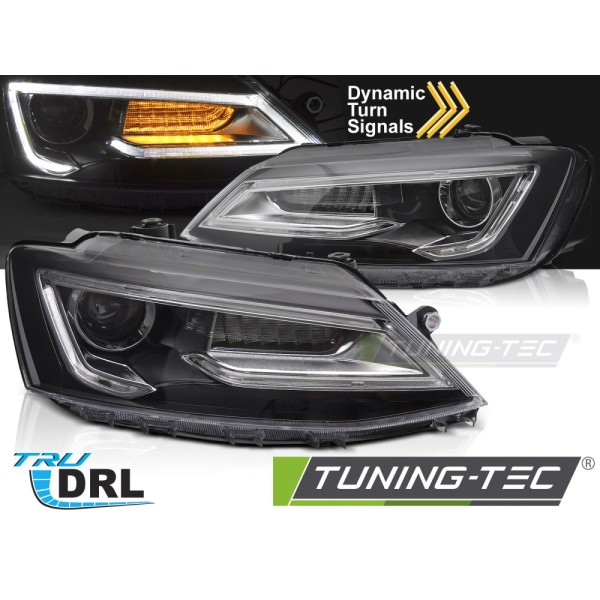 VW JETTA VI 11-18 - predné čierna svetlá TUBE LIGHT dynamicky blikač