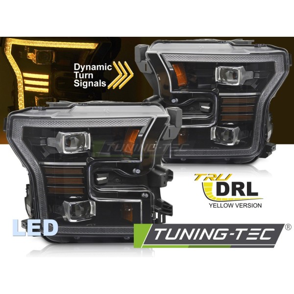 FORD F150 MK13 14-17 - predné svetlá LED čierna DRL