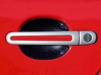 Škoda Fabia - kryty kľučiek, oválny otvor, ABS strieborné (4 + 4 ks, 1 zámok)