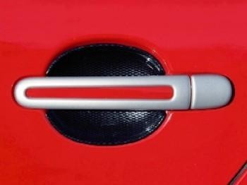 Škoda Fabia - kryty kľučiek, oválny otvor, ABS strieborné (4 + 4 ks bez zámku)