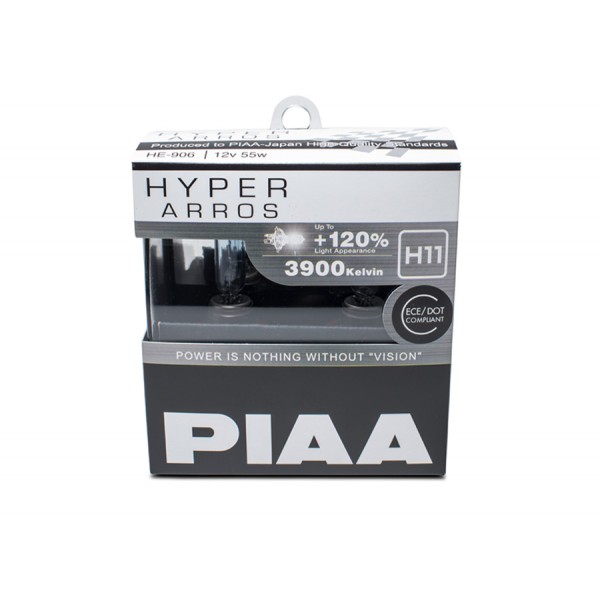 Autožiarovky PIAA Hyper Arros 3900K H11 - o 120 percent vyššiu svietivosť, zvýšený jas