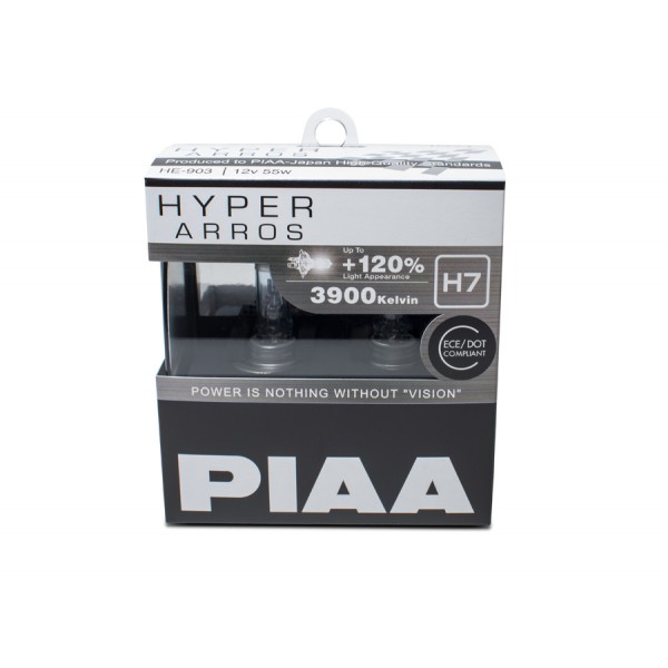 Autožiarovky PIAA Hyper Arros 3900K H7 - o 120 percent vyššiu svietivosť, zvýšený jas