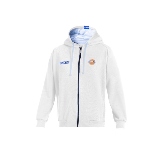 Sparco mikina na zips s kapucí Gulf, farba biela