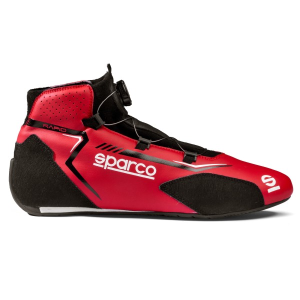 Závodné topánky Sparco RAPID s otočným mechanizmom zapínania, s homologáciou FIA, farba červeno-čierna
