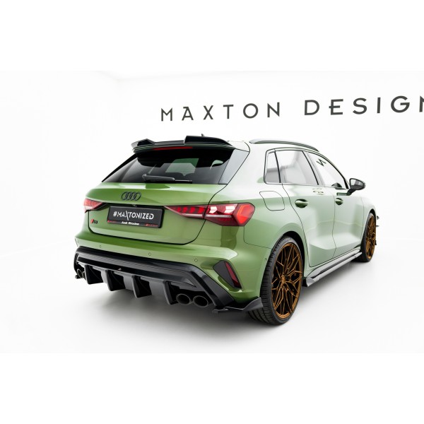 Audi S3 8Y Facelift Sportback, vložka zadného nárazníka s dvojkoncovkou na oboch stranách, Maxton design
