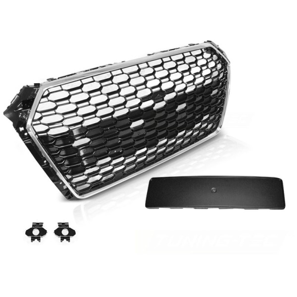AUDI A4 B9 15-19 CHROME BLACK RS4 STYL PDC - predná maska
