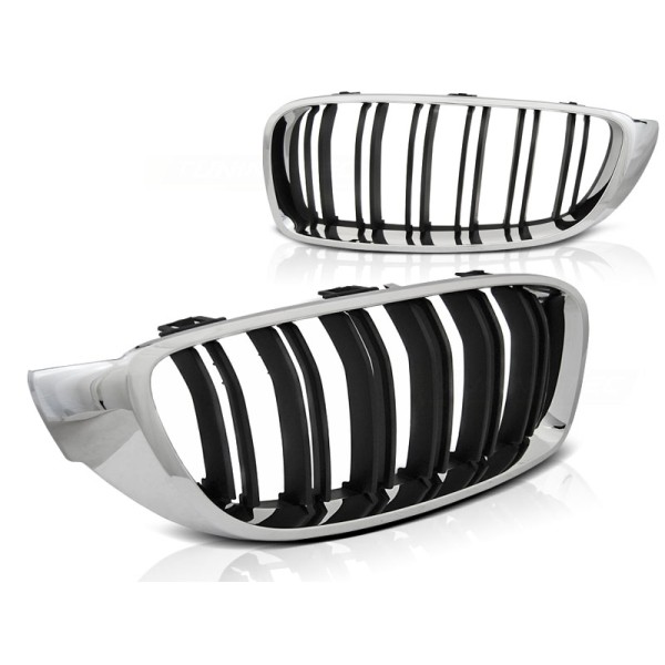 BMW F32,F33,F36 13- M4 LOOK CHROME BLACK - predná maska
