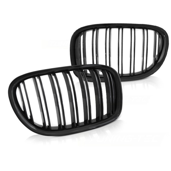 BMW F01 09-07.12 DUBLE BAR GLOSSY BLACK - predná maska