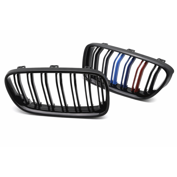 BMW E92/E93 2006-2010 - Predná maska ​​double bar čierna lesklá s trikolórou