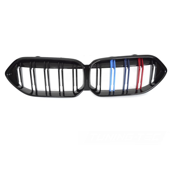 BMW radu 2 F44 2019-20024 - Predná maska ​​ČIERNA LESKLÁ DOUBLE BAR s trikolórou