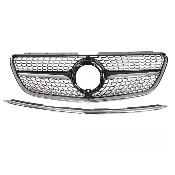 Mercedes Vito W447 2019-2023 - Predná maska DIAMOND STYLE chrómová s čiernym leskom