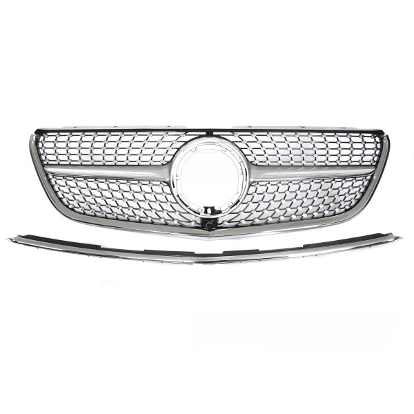 Mercedes V-Class W447 2014-2019 - Predná maska DIAMOND STYLE strieborná s čiernym