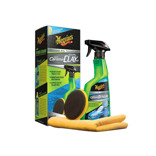 Meguiar 's Hybrid Ceramic Quik Clay Kit - sada pre dekontamináciu laku s hybridným keramickým lubrik