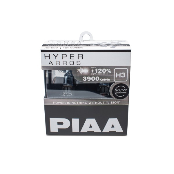 Autožiarovky PIAA Hyper Arros 3900K H3 - o 120 % vyššia svietivosť, zvýšený jas