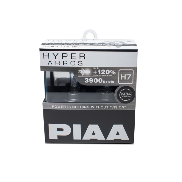Autožiarovky PIAA Hyper Arros 3900K H7 - o 120 % vyššia svietivosť, zvýšený jas